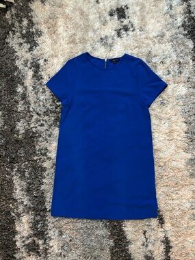 Classic Royal Blue Short-Sleeve Shift Dress, M